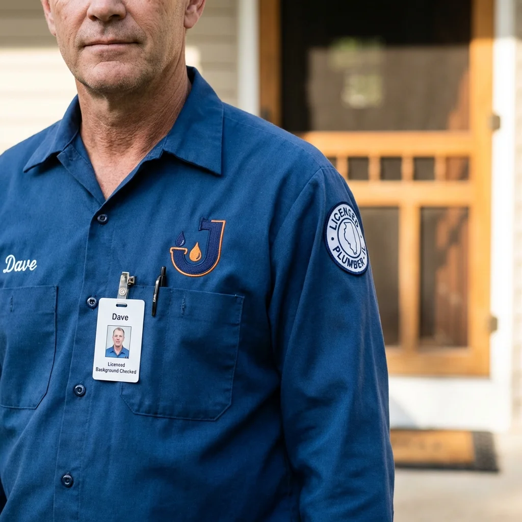 Licensed plumber showing ID badge in Monticello, NY